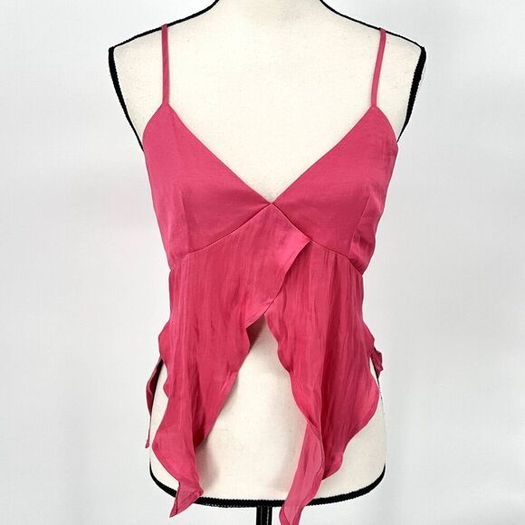 Hazel Boutique Womens‎ Pink Asymmetrical Crop Top Size Medium - Picture 4 of 9